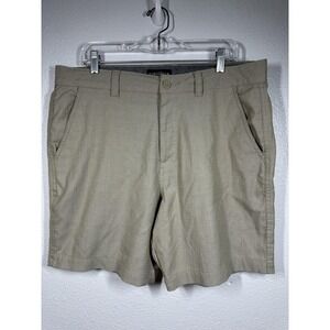 Hang Ten Shorts Mens 36 Tan Flat Front Classic Casual Stretch Summer Lightweight